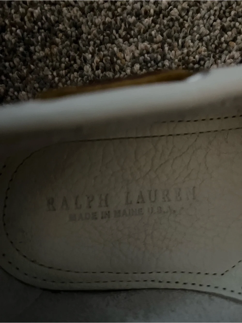 Ralph Lauren White Leather Boat Shoes with Brown Laces